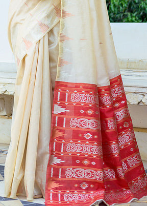 White Dupion Silk Saree With Blouse Piece - Indian Silk House Agencies