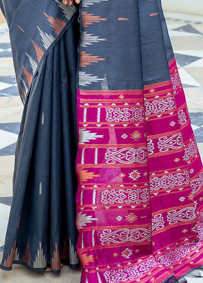 Grey Dupion Silk Saree With Blouse Piece - Indian Silk House Agencies