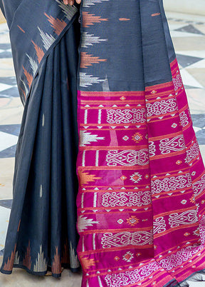 Grey Dupion Silk Saree With Blouse Piece - Indian Silk House Agencies