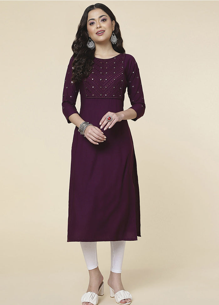 Wine Readymade Rayon Kurti