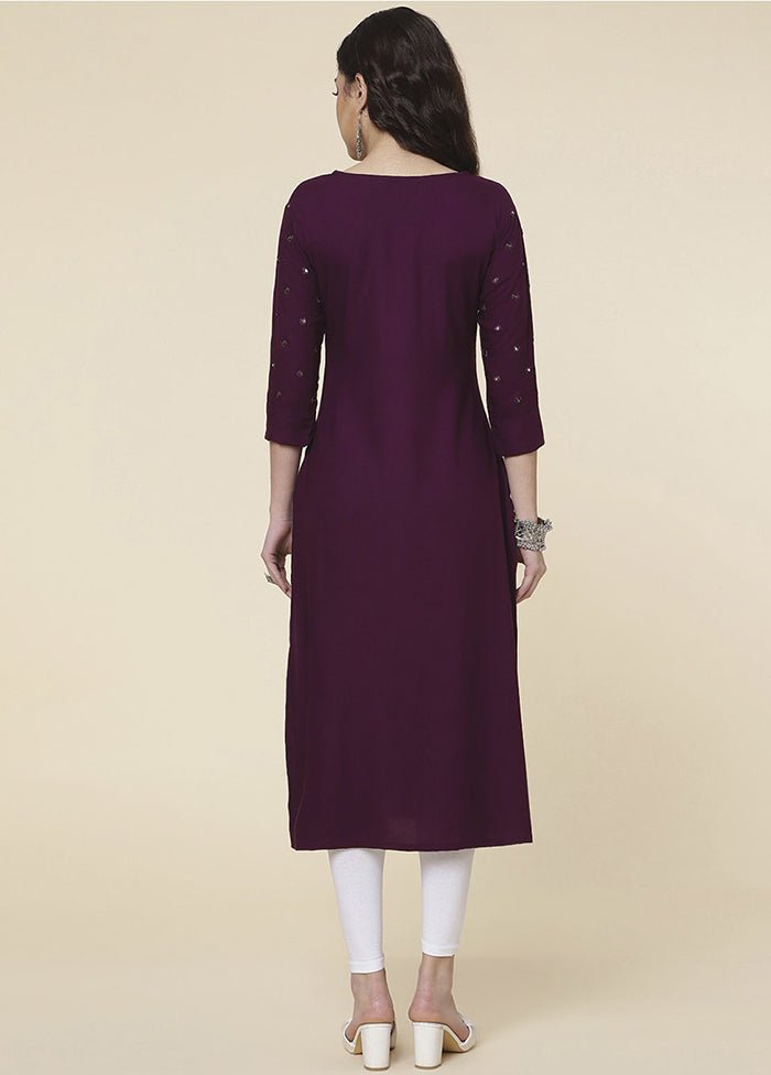 Wine Readymade Rayon Kurti