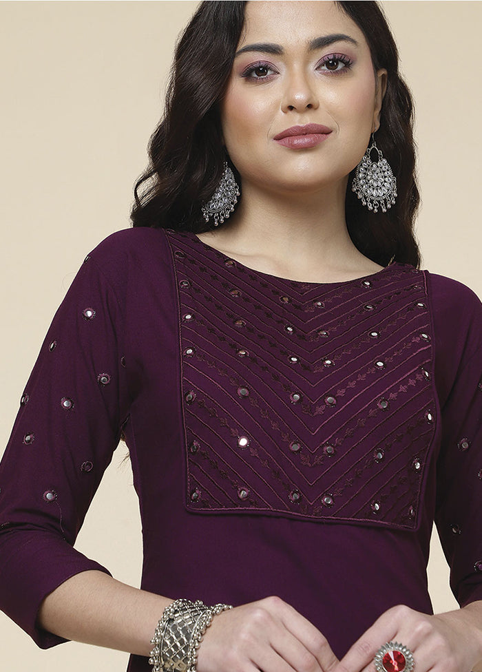 Wine Readymade Rayon Kurti