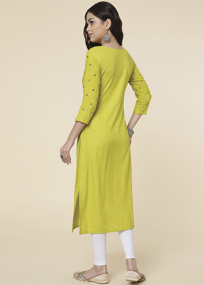 Olive Green Readymade Rayon Kurti