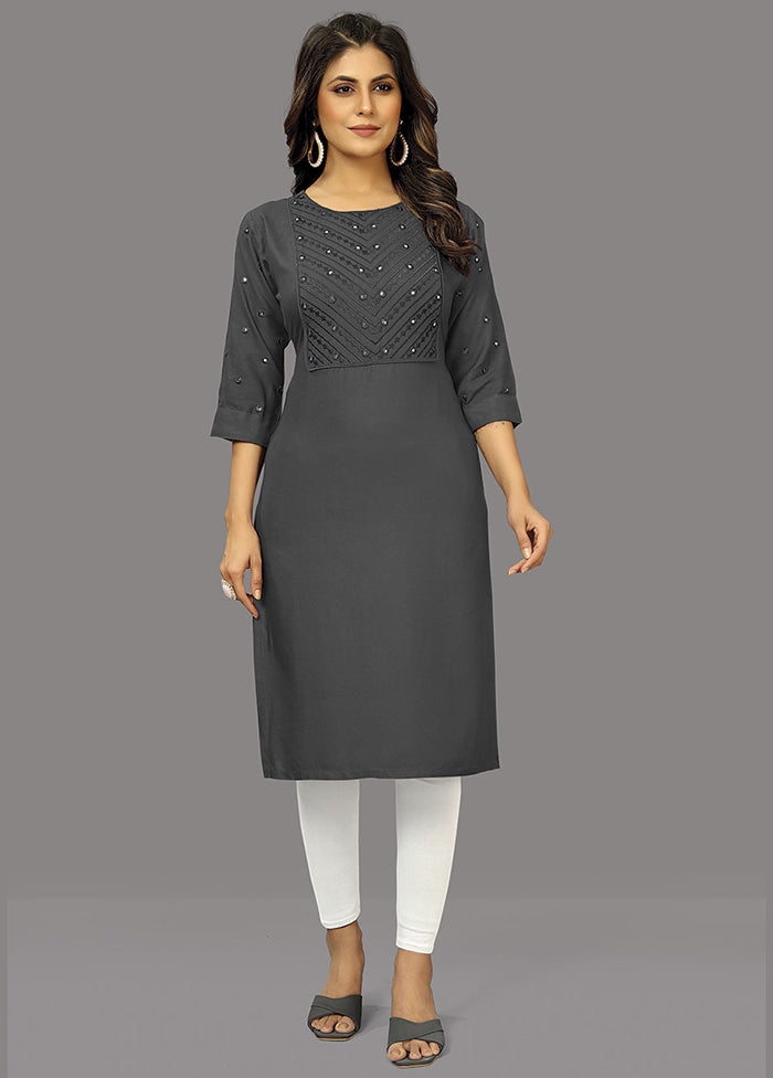 Grey Readymade Rayon Kurti