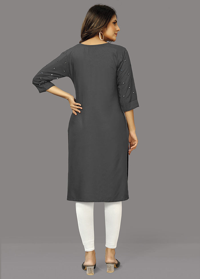 Grey Readymade Rayon Kurti