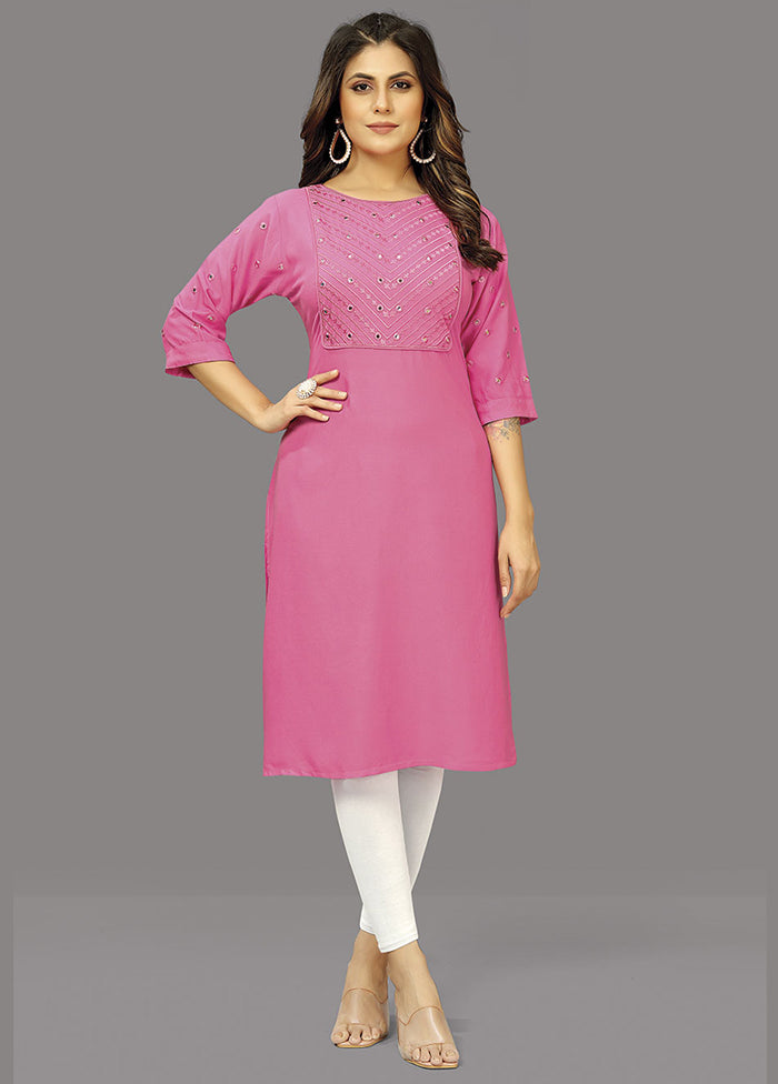 Pink Readymade Rayon Kurti