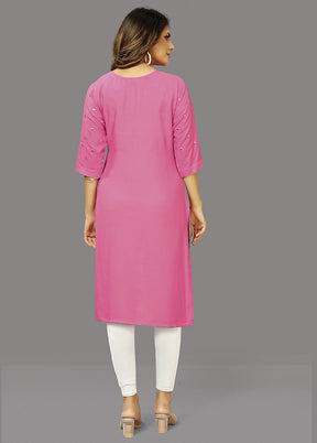 Pink Readymade Rayon Kurti