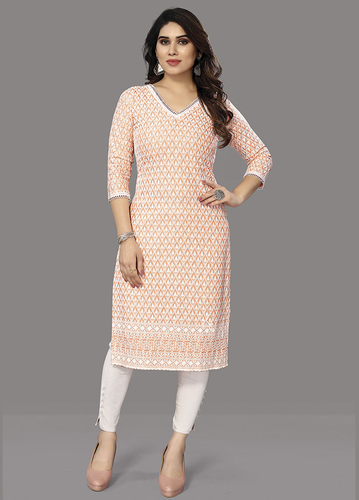 Peach Readymade Silk Kurti