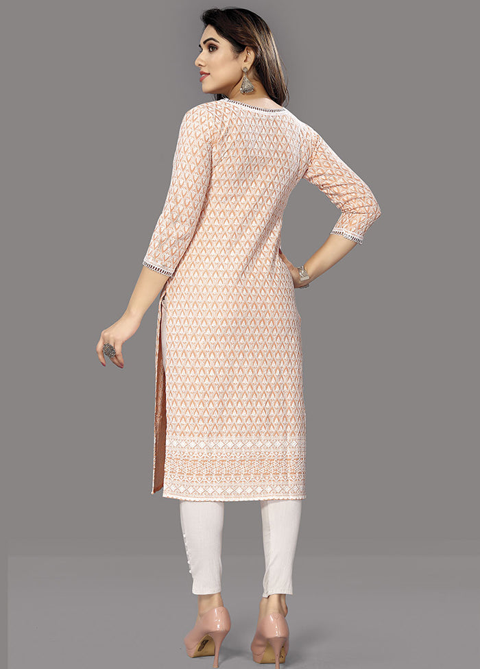 Peach Readymade Silk Kurti