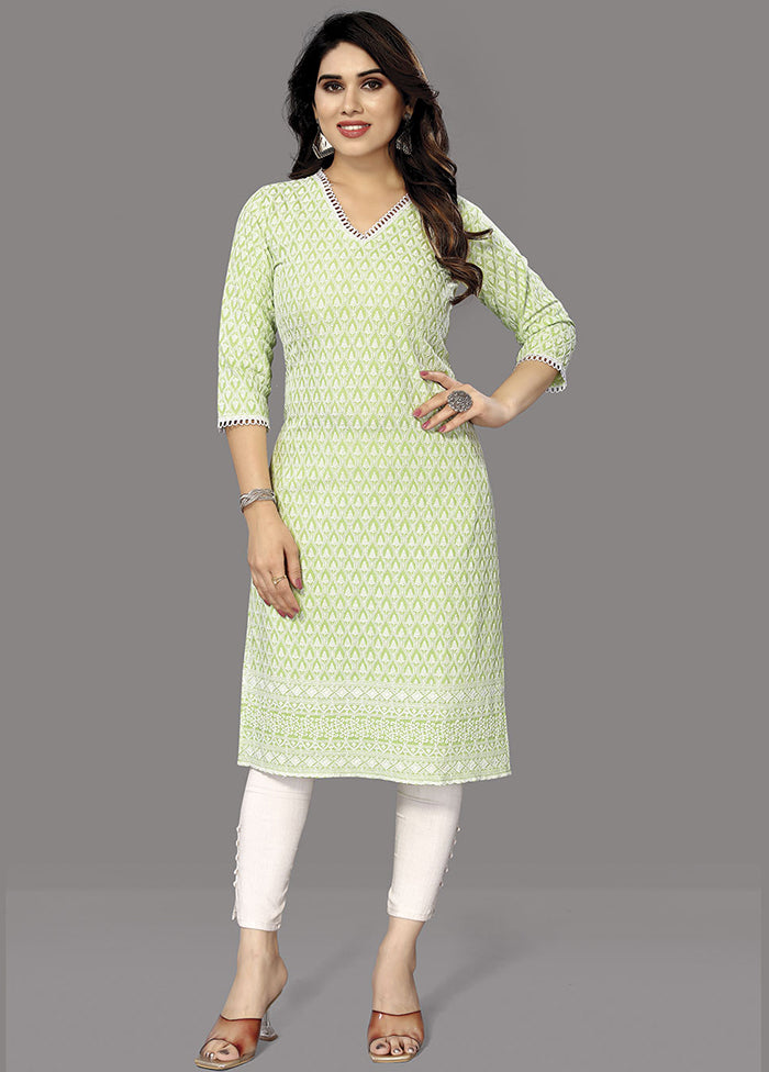 Pista Green Readymade Silk Kurti