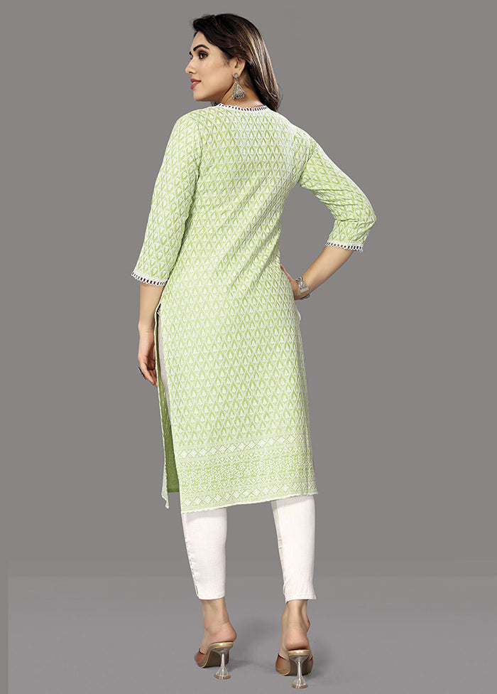 Pista Green Readymade Silk Kurti