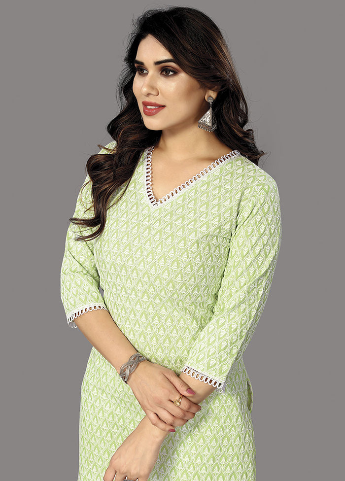 Pista Green Readymade Silk Kurti