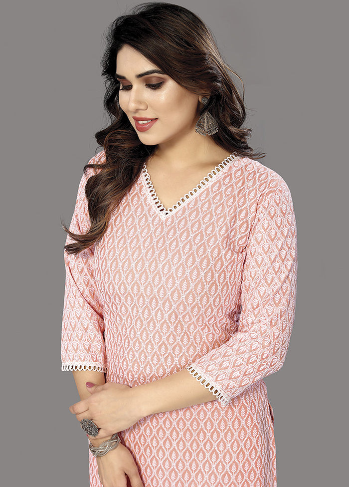 Pink Readymade Silk Kurti