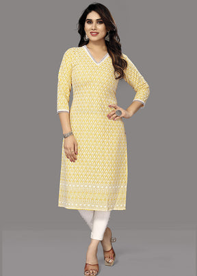 Yellow Readymade Silk Kurti