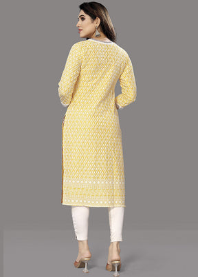 Yellow Readymade Silk Kurti