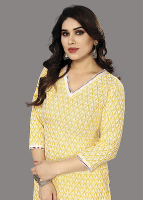 Yellow Readymade Silk Kurti