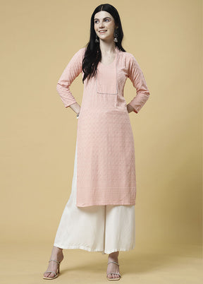 Pink Readymade Silk Kurti