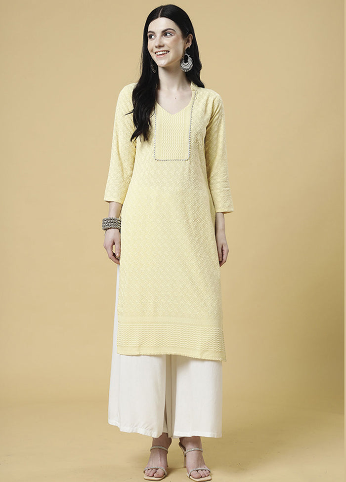 Yellow Readymade Silk Kurti