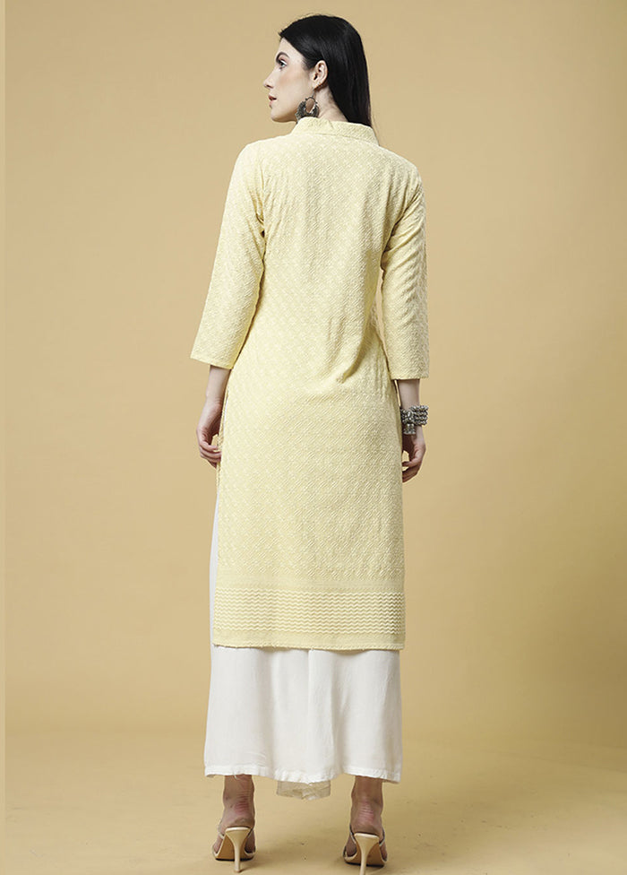 Yellow Readymade Silk Kurti