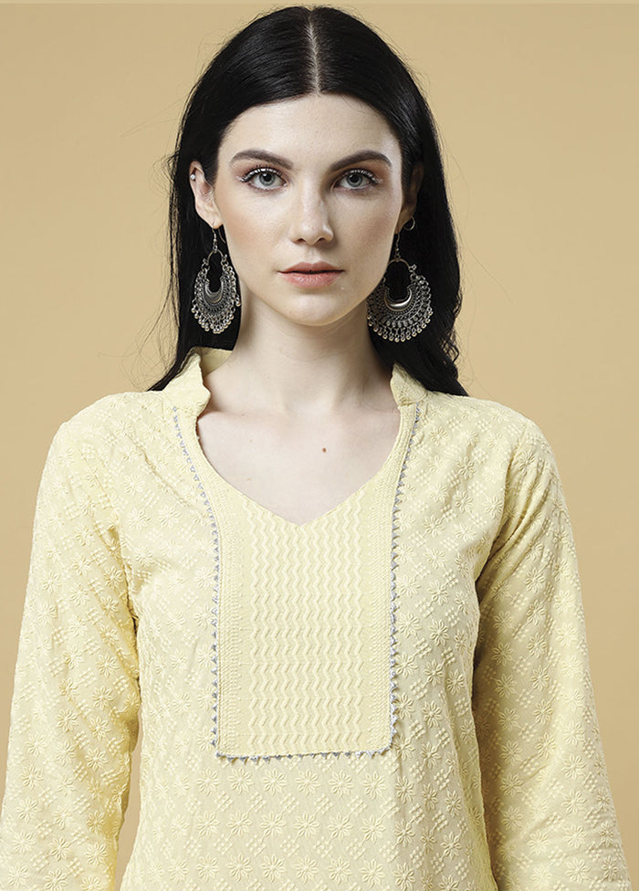 Yellow Readymade Silk Kurti