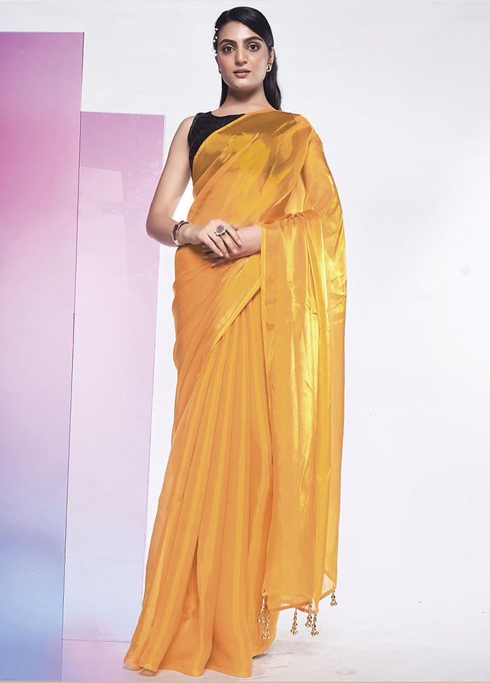 Mustard Silk Saree With Blouse Piece - Indian Silk House Agencies