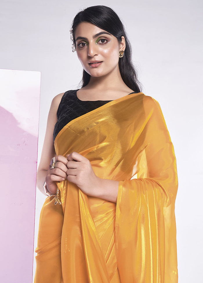 Mustard Silk Saree With Blouse Piece - Indian Silk House Agencies