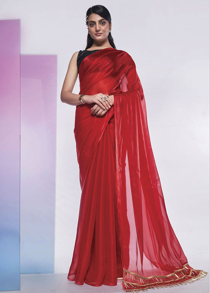 Red Silk Saree With Blouse Piece - Indian Silk House Agencies