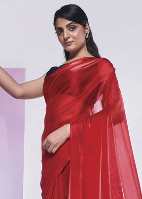 Red Silk Saree With Blouse Piece - Indian Silk House Agencies