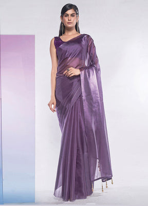 Mauve Silk Saree With Blouse Piece - Indian Silk House Agencies