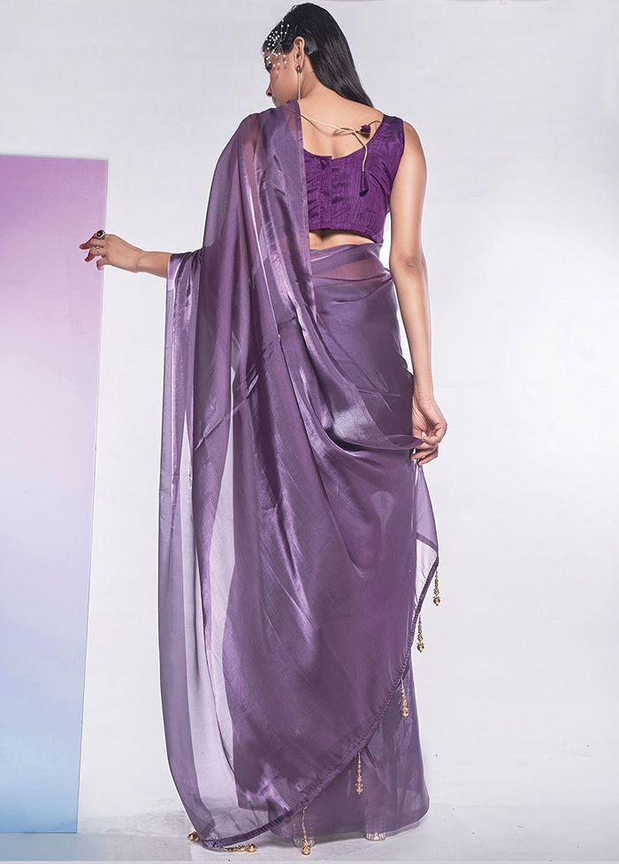 Mauve Silk Saree With Blouse Piece - Indian Silk House Agencies