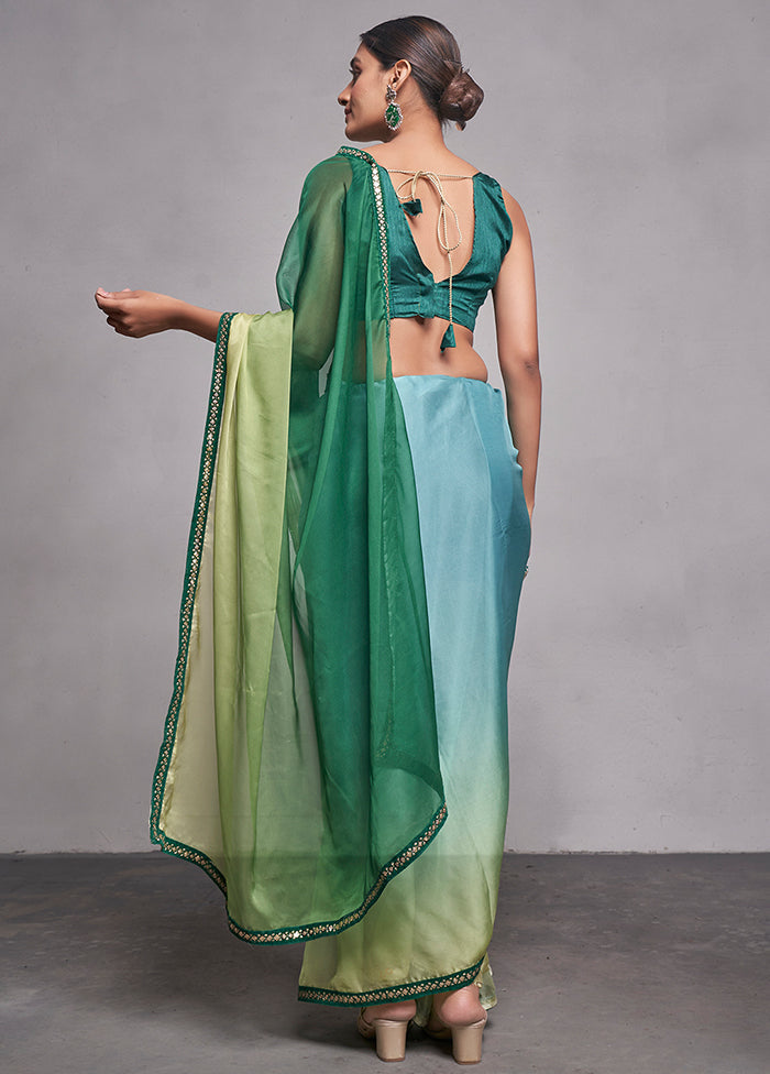 Multicolor Organza Saree With Blouse Piece - Indian Silk House Agencies