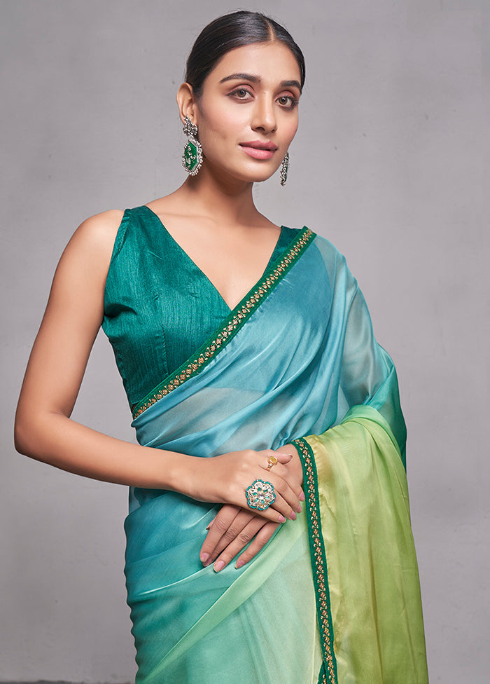 Multicolor Organza Saree With Blouse Piece - Indian Silk House Agencies