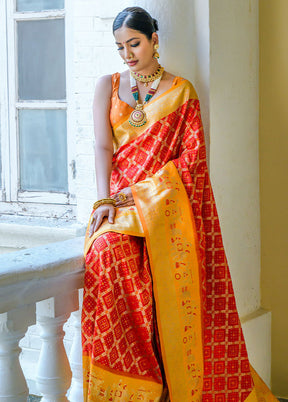 Red Dupion Silk Saree With Blouse Piece - Indian Silk House Agencies