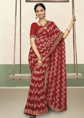 Red Georgette Saree With Blouse Piece - Indian Silk House Agencies