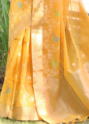 Yellow Dupion Silk Saree With Blouse Piece - Indian Silk House Agencies