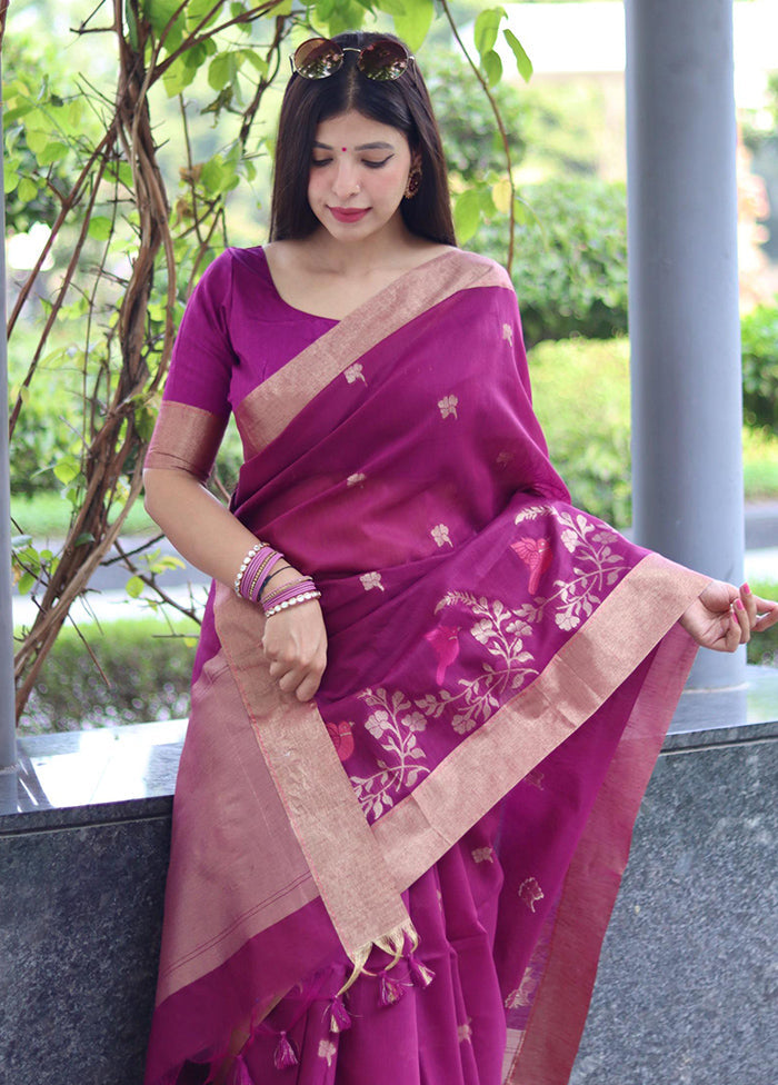 Purple Dupion Silk Saree With Blouse Piece - Indian Silk House Agencies