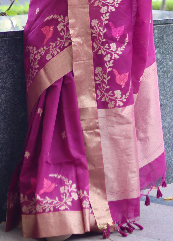 Purple Dupion Silk Saree With Blouse Piece - Indian Silk House Agencies