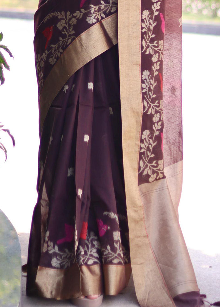 Wine Dupion Silk Saree With Blouse Piece - Indian Silk House Agencies