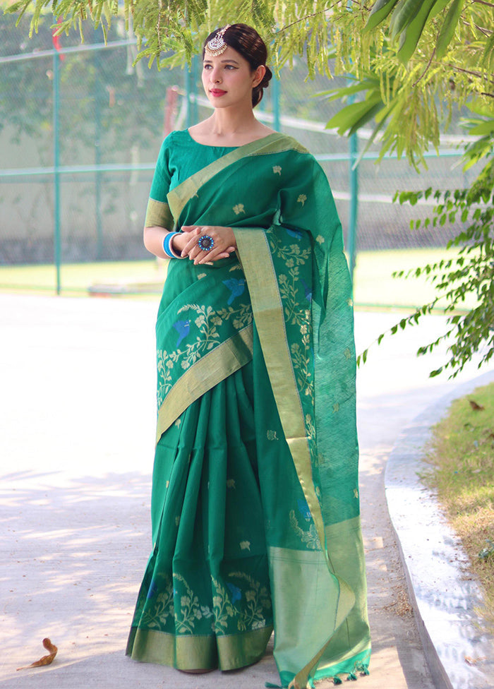 Rama Dupion Silk Saree With Blouse Piece - Indian Silk House Agencies