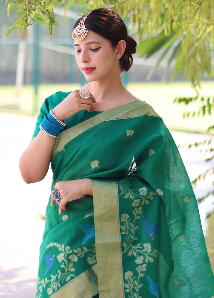 Rama Dupion Silk Saree With Blouse Piece - Indian Silk House Agencies