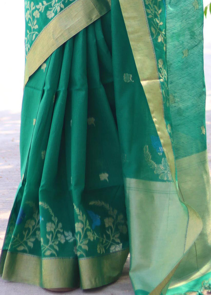 Rama Dupion Silk Saree With Blouse Piece - Indian Silk House Agencies