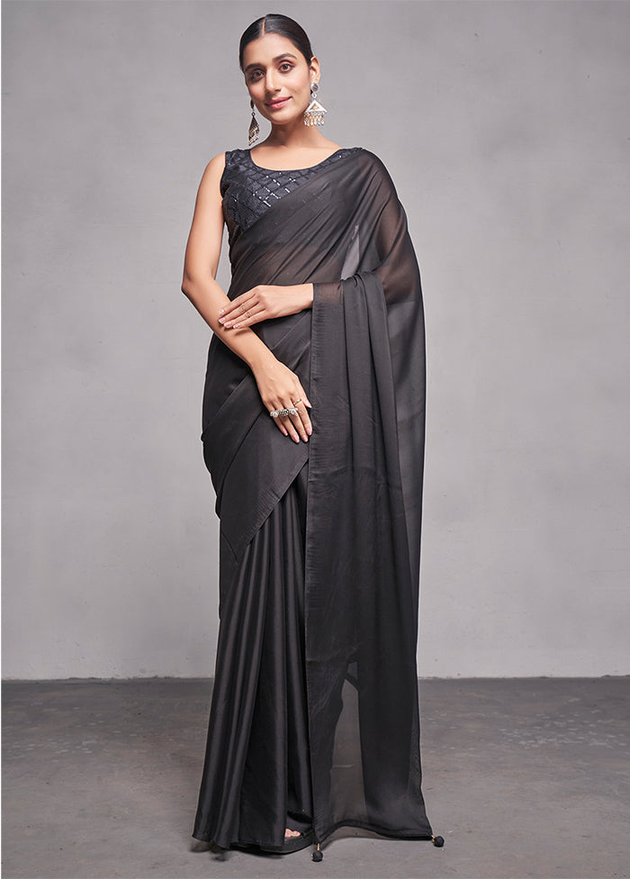 Black Silk Saree With Blouse Piece - Indian Silk House Agencies