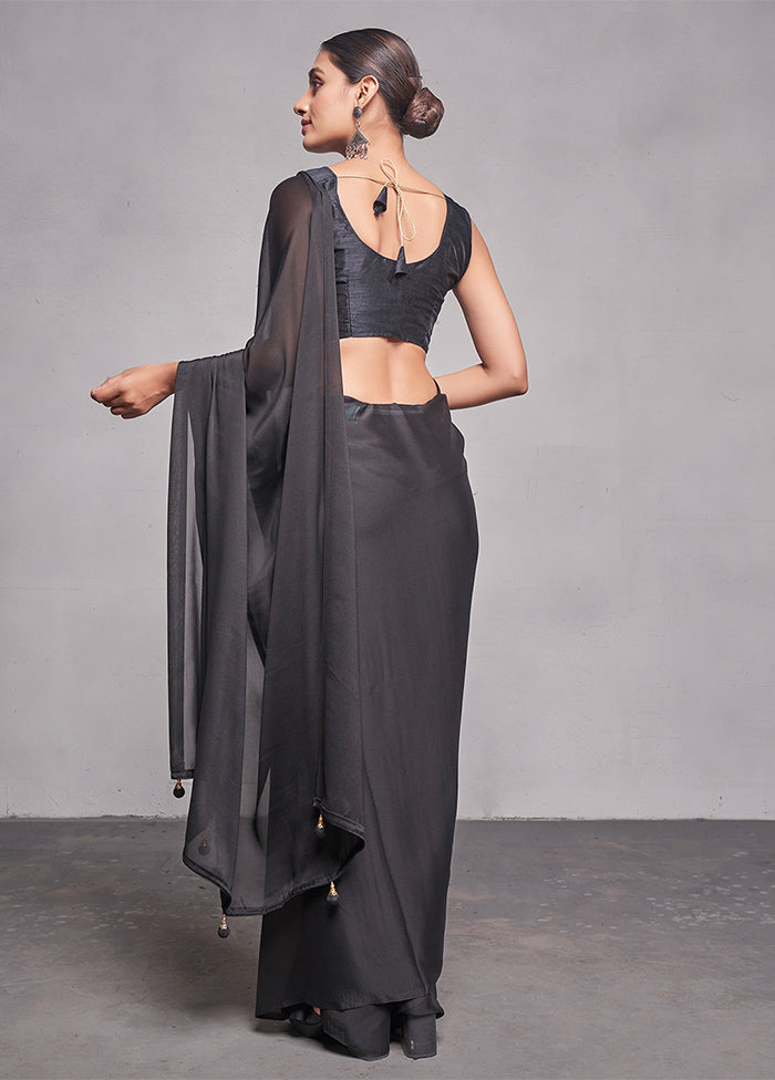 Black Silk Saree With Blouse Piece - Indian Silk House Agencies