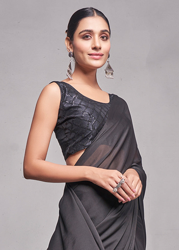 Black Silk Saree With Blouse Piece - Indian Silk House Agencies