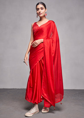 Red Silk Saree With Blouse Piece - Indian Silk House Agencies