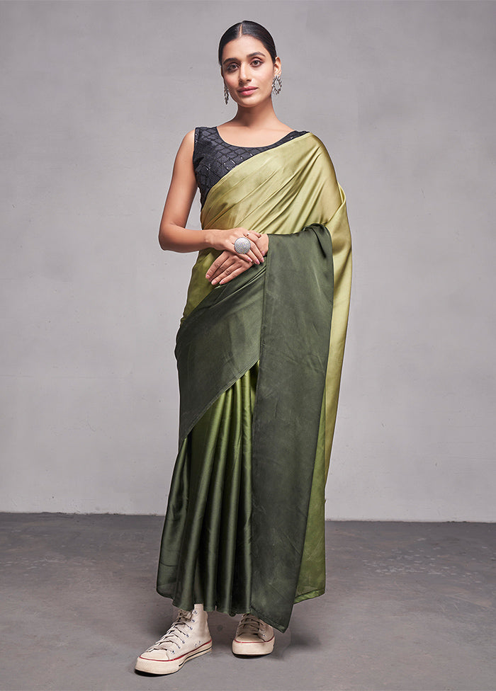 Green Silk Saree With Blouse Piece - Indian Silk House Agencies