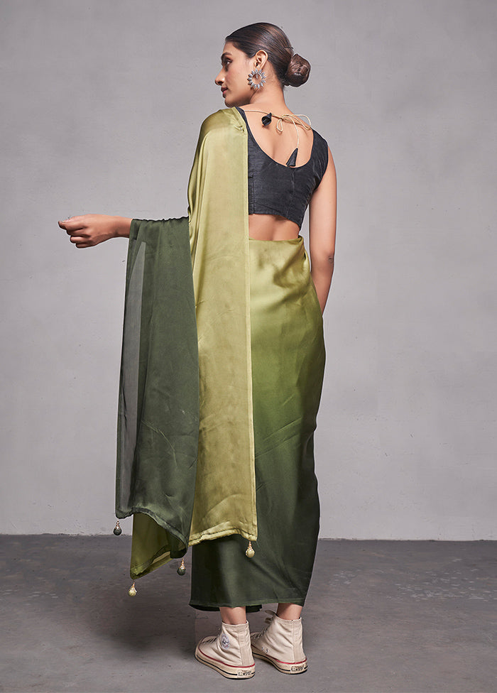 Green Silk Saree With Blouse Piece - Indian Silk House Agencies