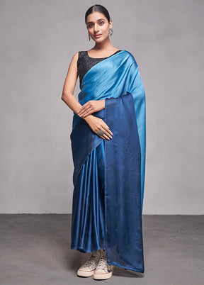 Blue Silk Saree With Blouse Piece - Indian Silk House Agencies