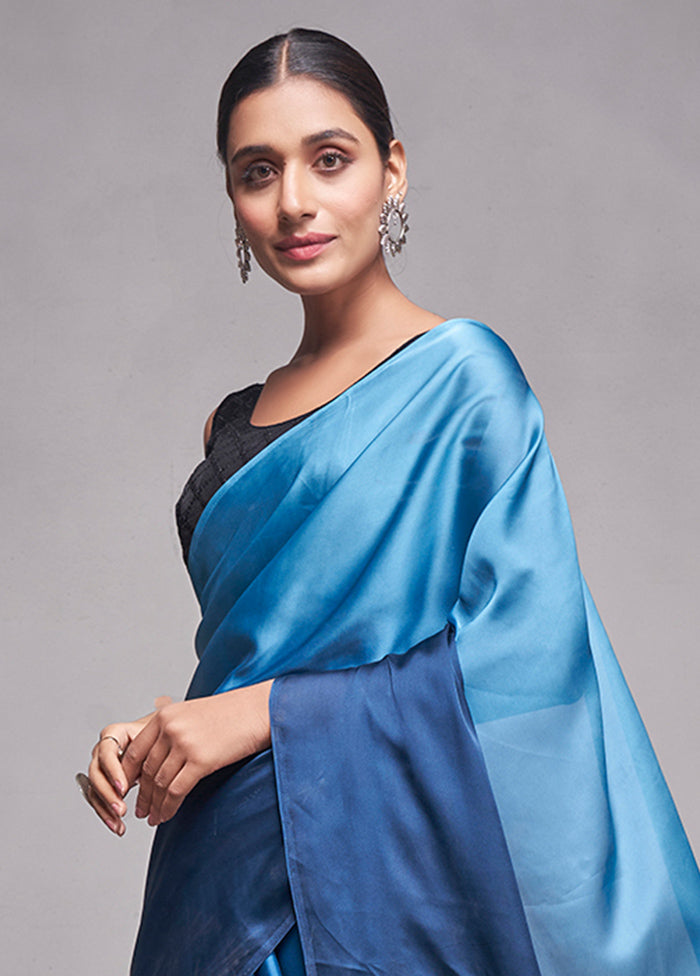 Blue Silk Saree With Blouse Piece - Indian Silk House Agencies