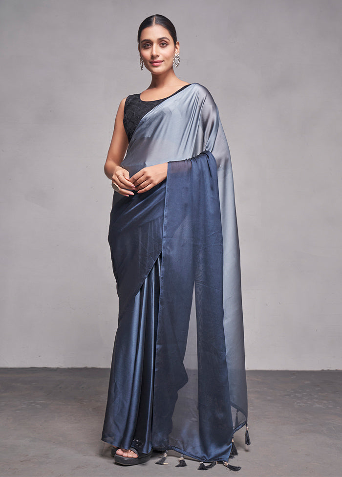 Grey Silk Saree With Blouse Piece - Indian Silk House Agencies